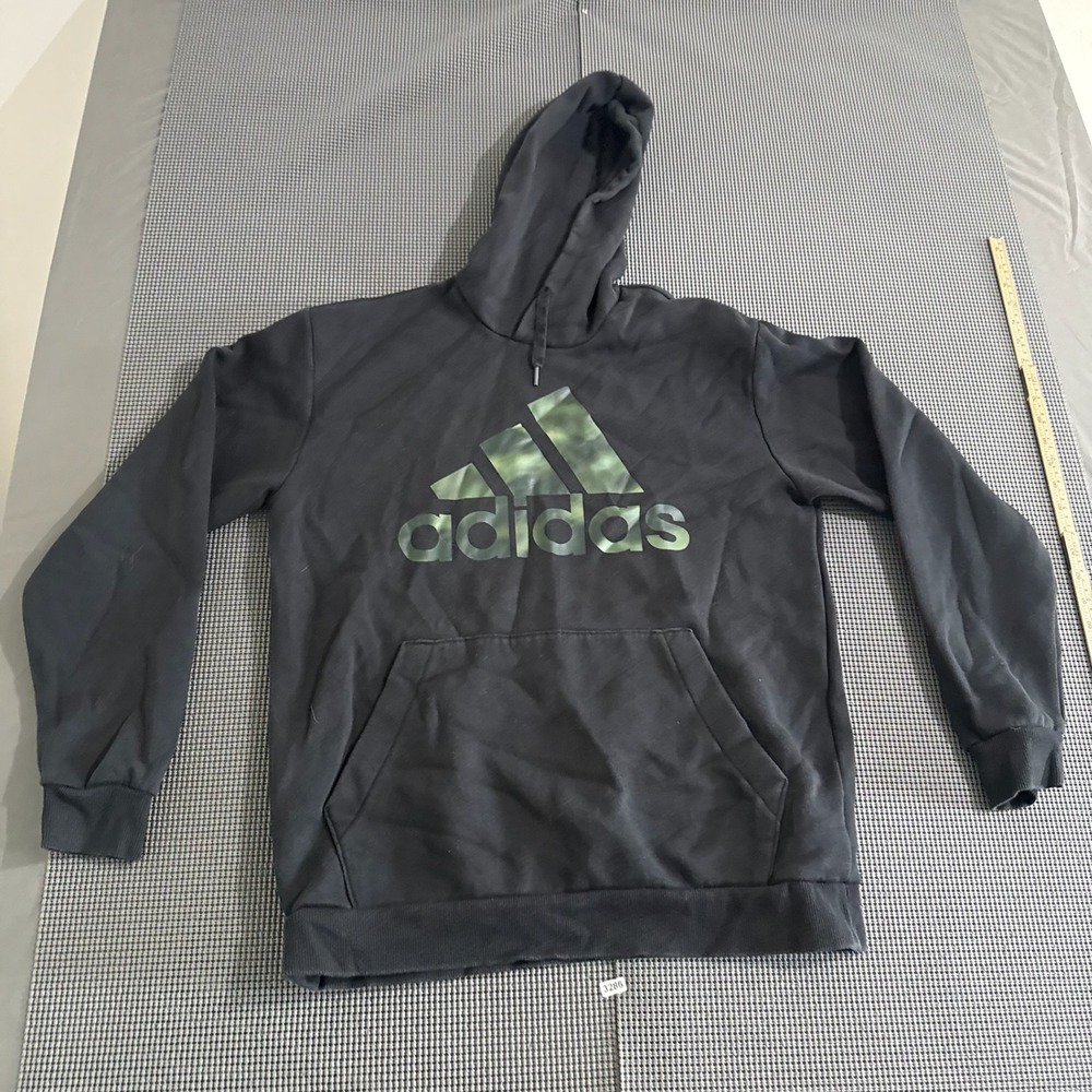 Adidas Mens Black Camo Logo Pullover Hoodie Size S